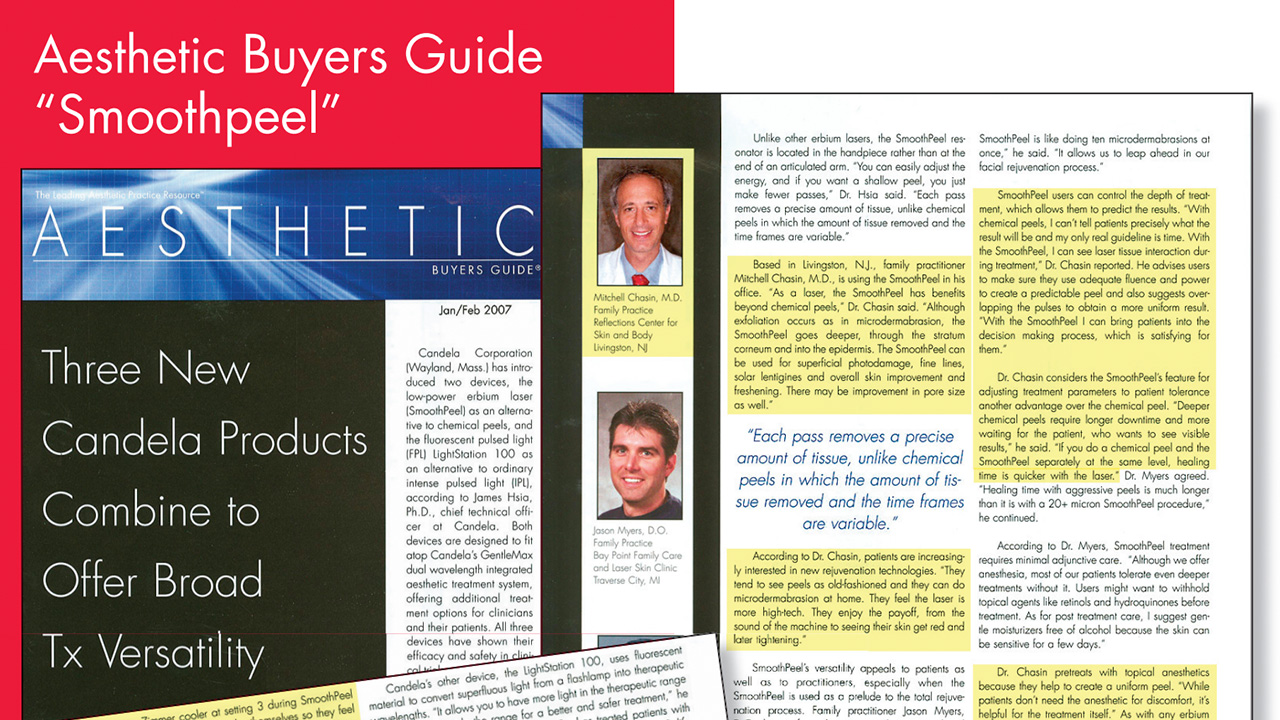Aesthetic Buyers Guide feature on the SmoothPeel laser by Candela